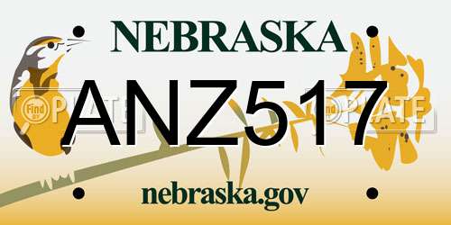 ANZ517 Nebraska License Plate