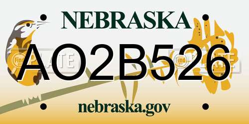 AO2B526 Nebraska License Plate