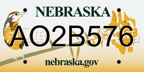 AO2B576 Nebraska License Plate