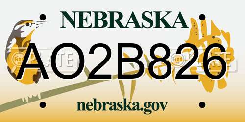 AO2B826 Nebraska License Plate