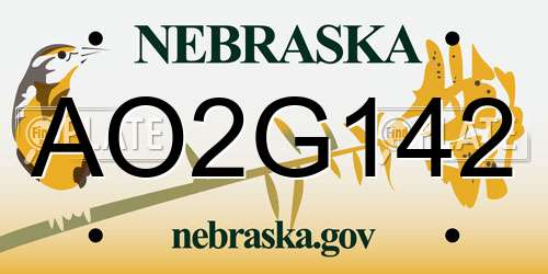 AO2G142 Nebraska License Plate