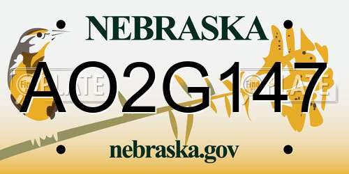 AO2G147 Nebraska License Plate