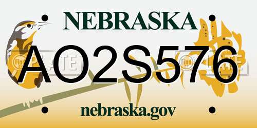 AO2S576 Nebraska License Plate