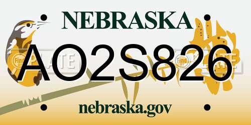 AO2S826 Nebraska License Plate
