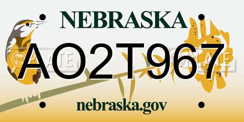 AO2T967 Nebraska License Plate