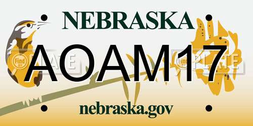 AOAM17 Nebraska License Plate