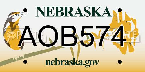 AOB574 Nebraska License Plate