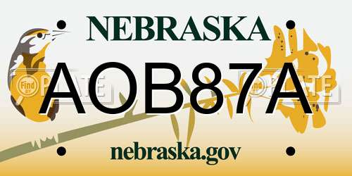 AOB87A Nebraska License Plate