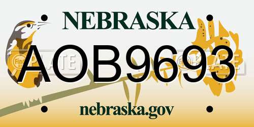 AOB9693 Nebraska License Plate