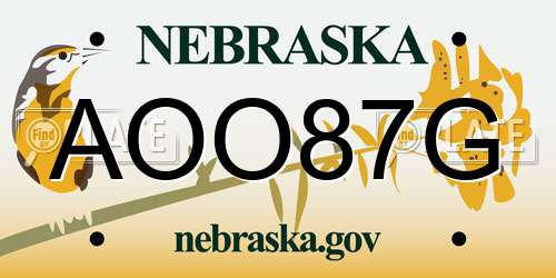 AOO87G Nebraska License Plate