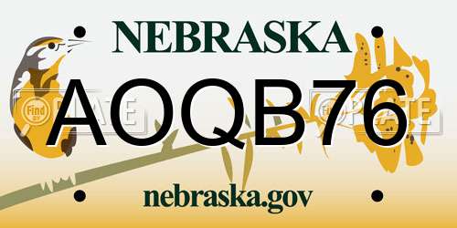 AOQB76 Nebraska License Plate