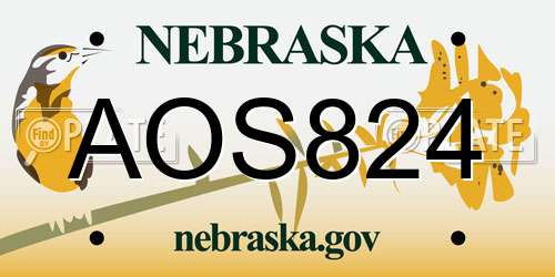AOS824 Nebraska License Plate
