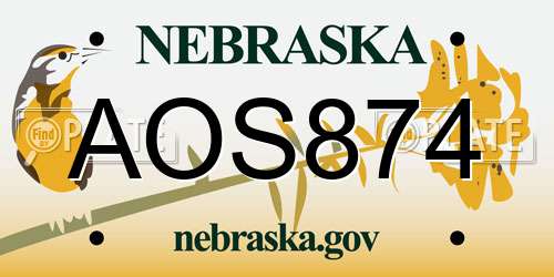 AOS874 Nebraska License Plate