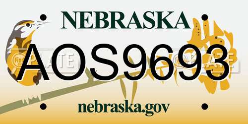 AOS9693 Nebraska License Plate