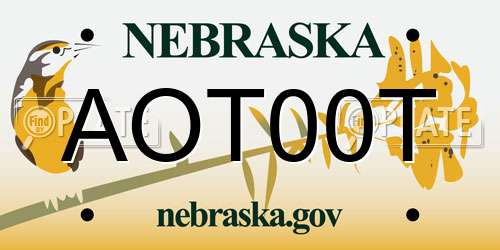 AOT00T Nebraska License Plate