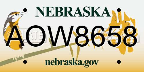 AOW8658 Nebraska License Plate