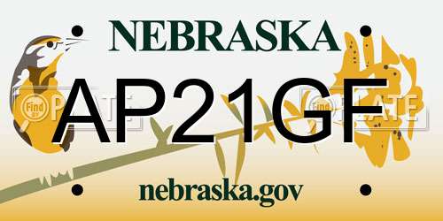 AP21GF Nebraska License Plate