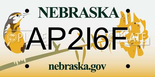 AP2I6F Nebraska License Plate