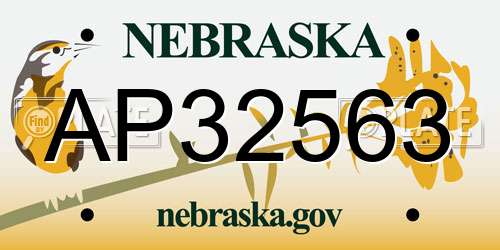 AP32563 Nebraska License Plate
