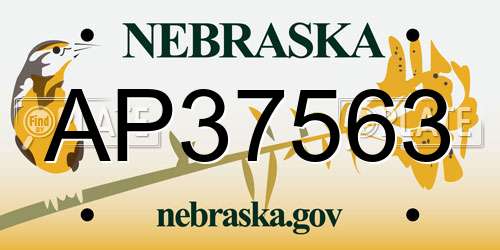 AP37563 Nebraska License Plate