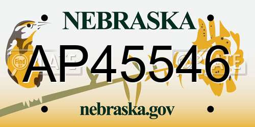 AP45546 Nebraska License Plate