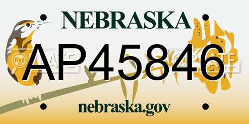 AP45846 Nebraska License Plate
