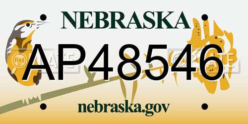 AP48546 Nebraska License Plate