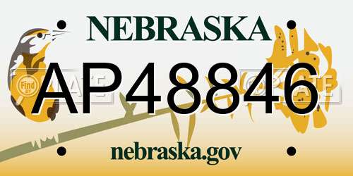 AP48846 Nebraska License Plate