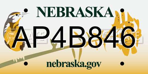 AP4B846 Nebraska License Plate