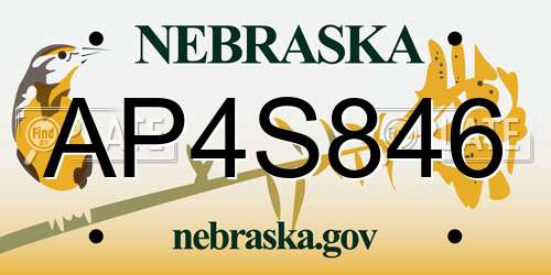 AP4S846 Nebraska License Plate