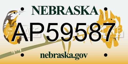 AP59587 Nebraska License Plate