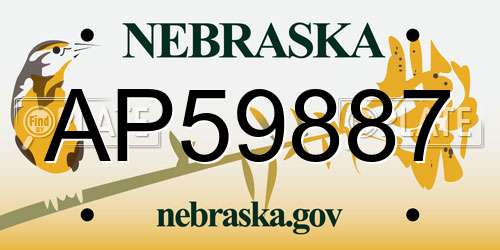 AP59887 Nebraska License Plate