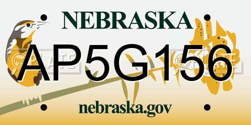 AP5G156 Nebraska License Plate