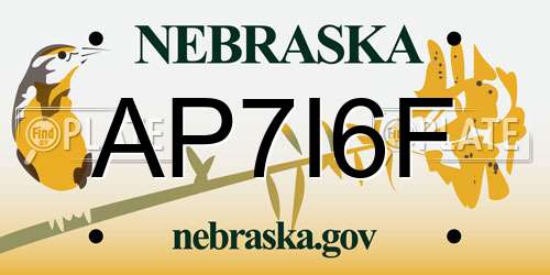 AP7I6F Nebraska License Plate