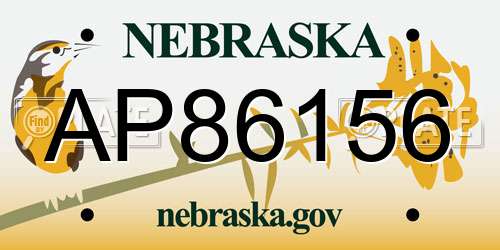 AP86156 Nebraska License Plate