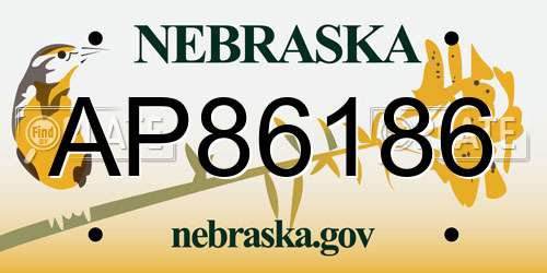 AP86186 Nebraska License Plate