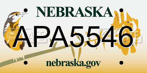APA5546 Nebraska License Plate