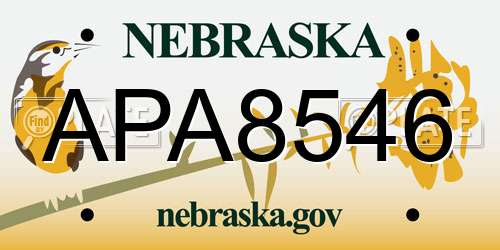 APA8546 Nebraska License Plate