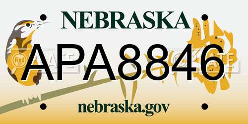 APA8846 Nebraska License Plate