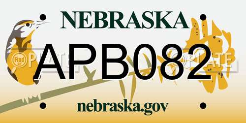 APB082 Nebraska License Plate