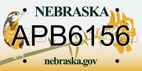 APB6156 Nebraska License Plate