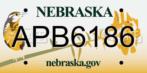 APB6186 Nebraska License Plate