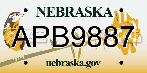 APB9887 Nebraska License Plate