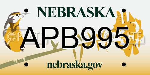 APB995 Nebraska License Plate