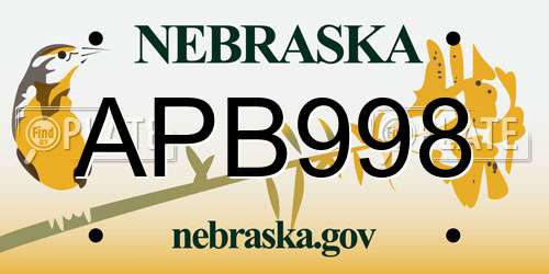 APB998 Nebraska License Plate