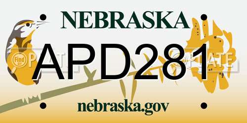 APD281 Nebraska License Plate