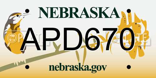 APD670 Nebraska License Plate