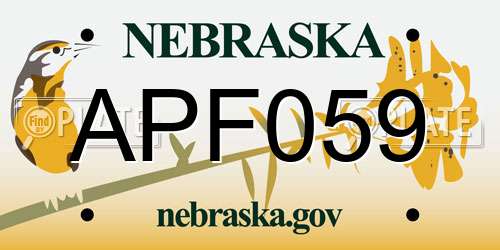 APF059 Nebraska License Plate