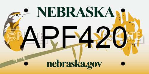 APF420 Nebraska License Plate