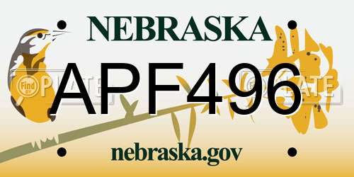 APF496 Nebraska License Plate